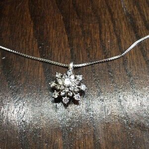 925 sterling silver CZ cluster flower with 925 sterling silver chain